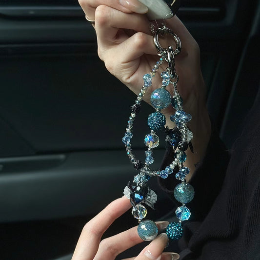 Ice Blue Pearl Phone Charm Chain
