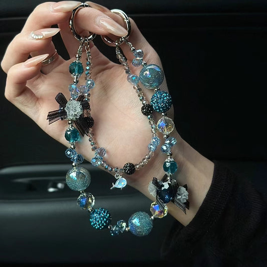 Ice Blue Pearl Phone Charm Chain