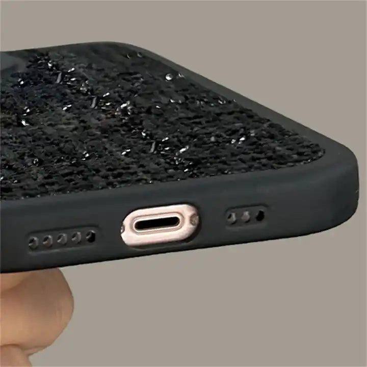 iPhone Series Plush Bear Beaded Chain Phone Case
