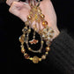 Bronze Rhinestone Pearl Phone Charm Chain