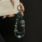 Wide Pearl Blue Floral Bunch Phone Charm Chain
