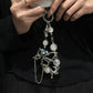 White Pearl Silver Butterfly Phone Charm Chain