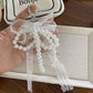 Cute Pearl Lace White Bow Phone Charm Chain