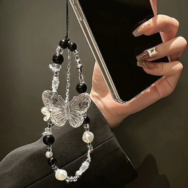Butterfly Clear Bead Phone Charm Chain